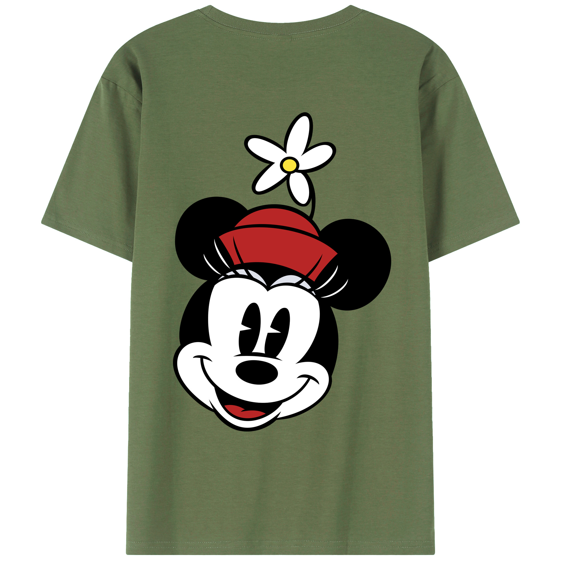 ミッキーマウス Mickey Mouse 綿100％ メンズ半袖Tシャツ（バックプリント） 通気性